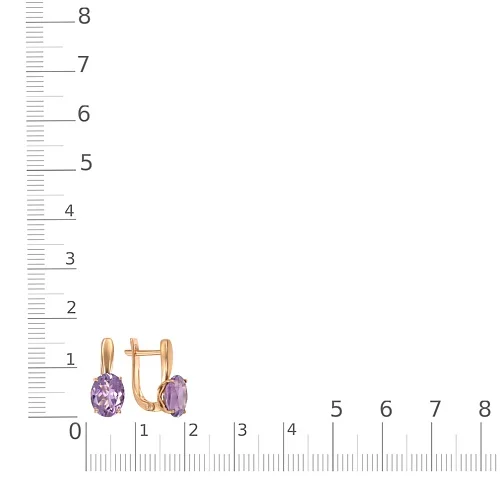 Серьги из красного золота с 2 аметистами