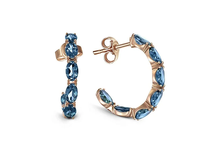 Серьги-пусеты из красного золота с 14 топазами лондон