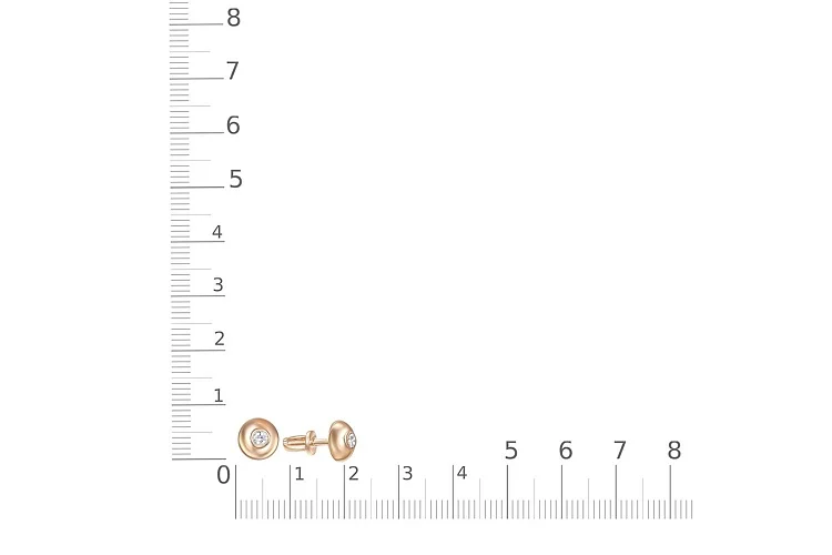 Серьги-пусеты из красного золота с 2 бриллиантами