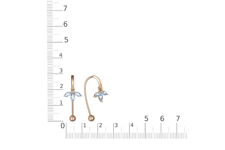 Серьги Цветы из красного золота с 6 топазами sky