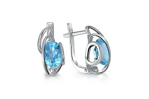 Серьги из белого золота с 2 ситаллами