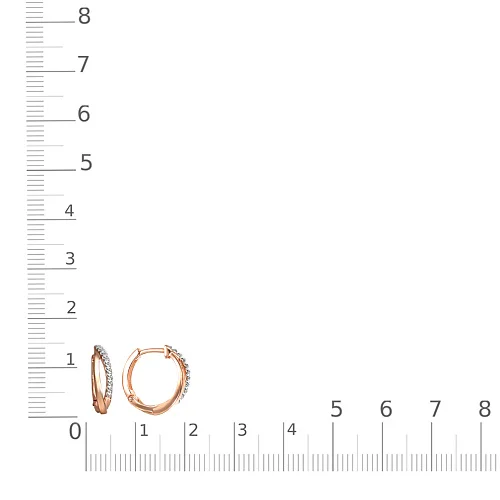 Серьги из красного золота с 20 фианитами