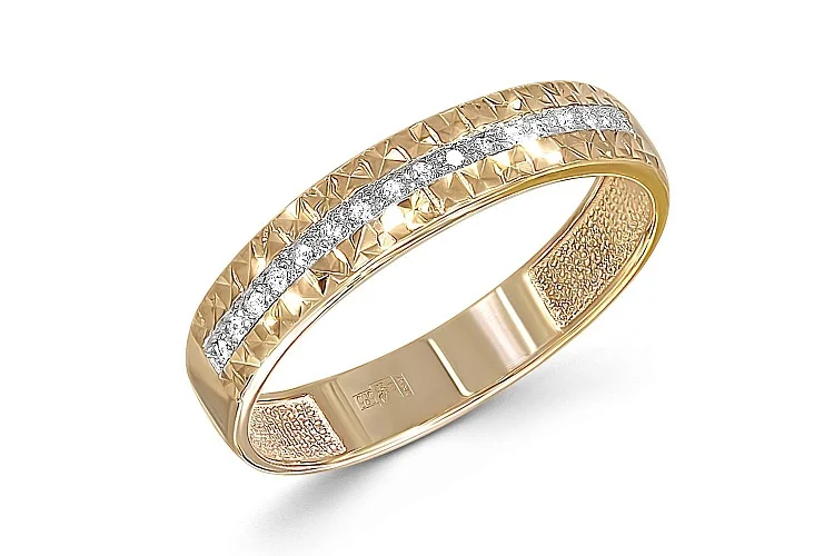 Кольцо Дорожка из жёлтого золота с 17 бриллиантами