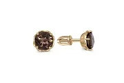 Серьги-пусеты из жёлтого золота с 2 раухтопазами
