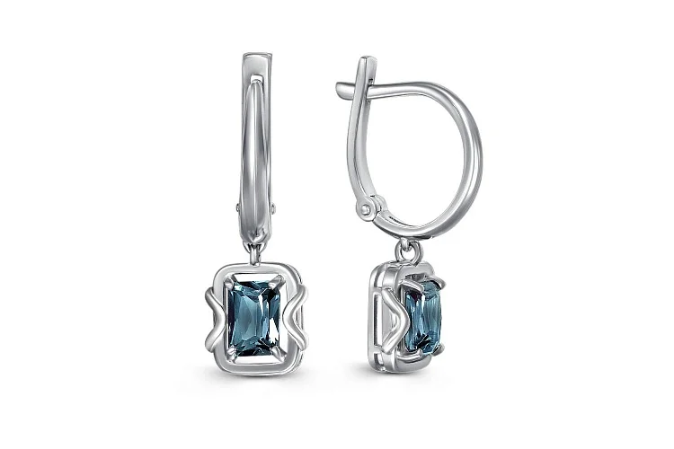 Серьги из белого золота с 2 топазами лондон
