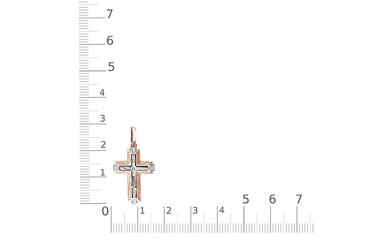 Крест из красного золота с 4 бриллиантами