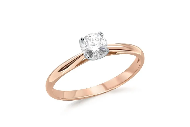 Кольцо из красного золота с фианитом