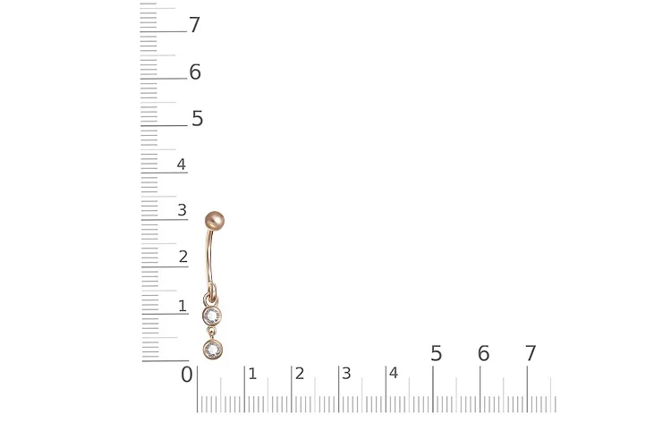 Пирсинг из красного золота с 2 фианитами