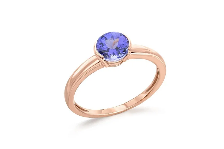 Кольцо из красного золота с танзанитом