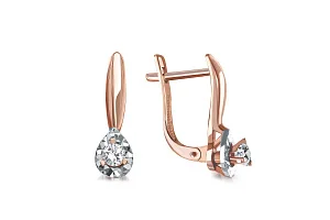 Серьги из красного золота с 2 фианитами