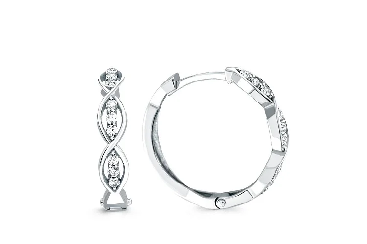 Серьги из белого золота с 18 фианитами