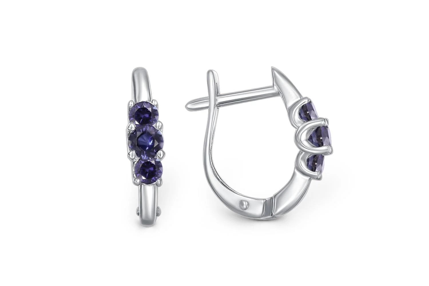 Серьги из белого золота с 6 корундами