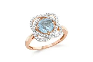 Кольцо из красного золота с топазом sky и 52 фианитами