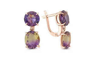 Серьги из красного золота с 4 кварцами