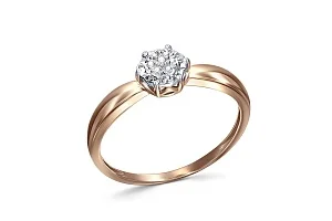 Кольцо Малинка из красного золота с 7 бриллиантами