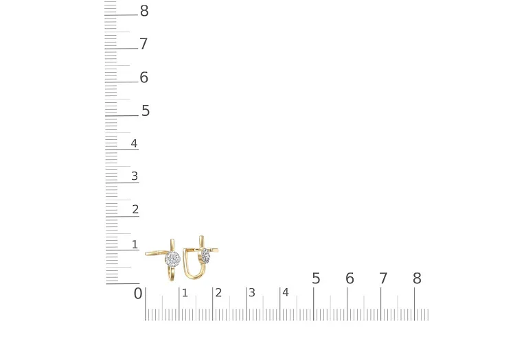 Серьги-пусеты из жёлтого золота с 14 фианитами