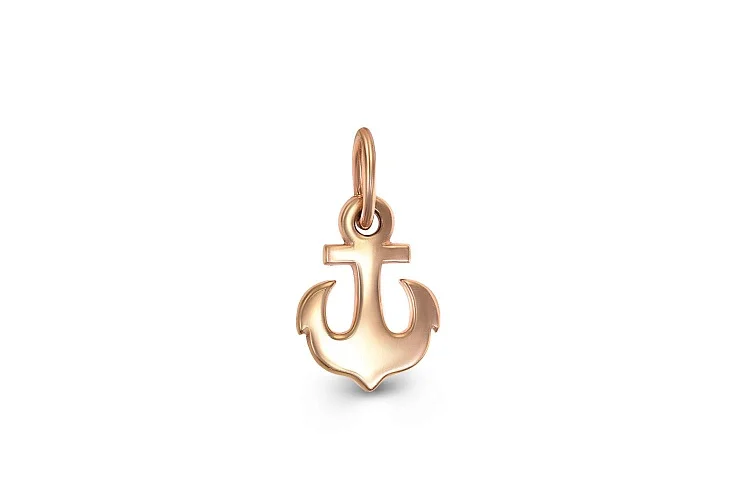 Подвеска Якорь из красного золота без вставок