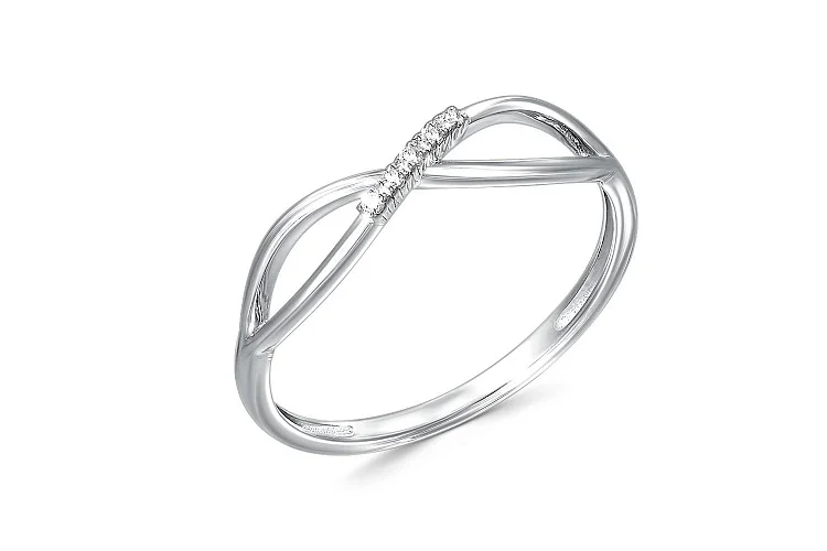 Кольцо Бесконечность из белого золота с 5 фианитами