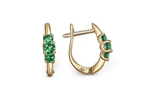 Серьги из жёлтого золота с 6 изумрудами