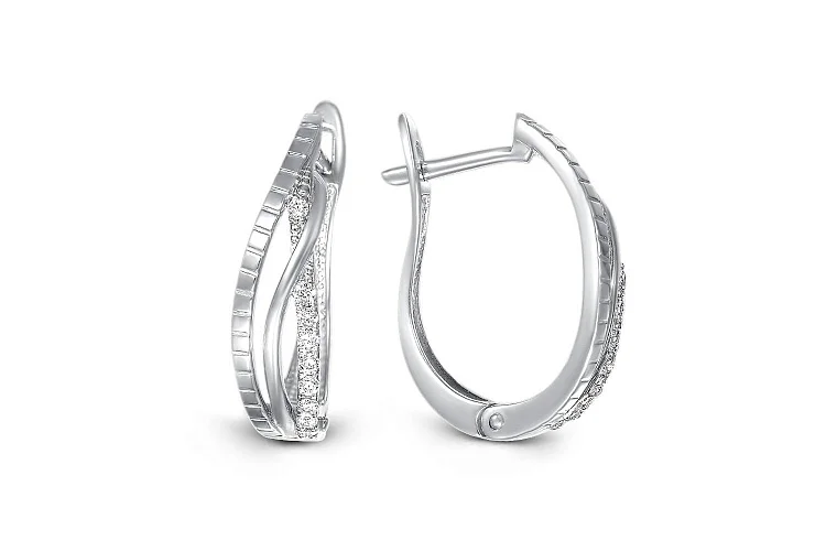 Серьги Дорожки из белого золота с 18 фианитами