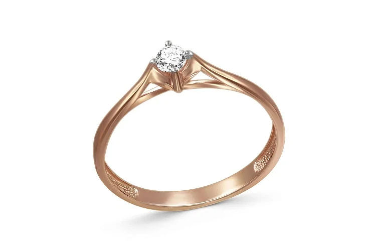 Кольцо из красного золота с 7 фианитами