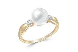 Кольцо из жёлтого золота с жемчугом и 12 бриллиантами
