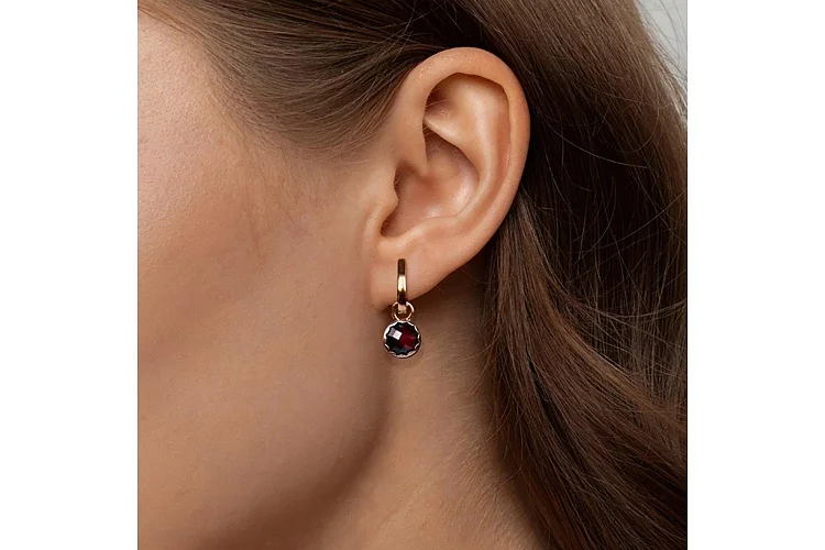 Подвеска серёг-трансформеров из красного золота с гранатом