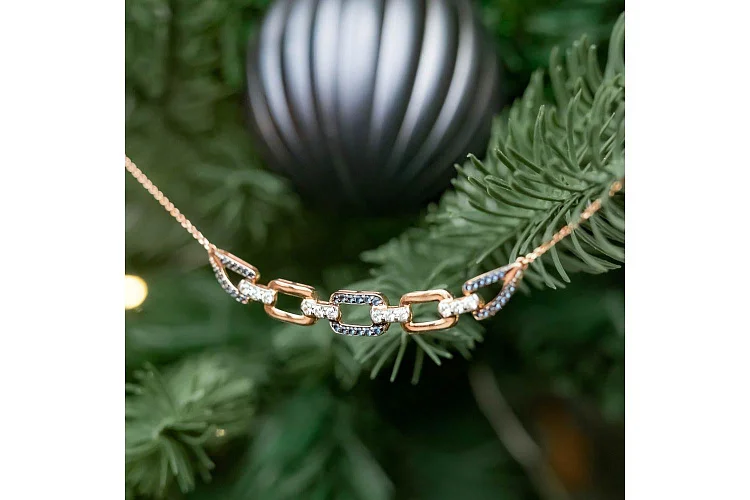 Колье из красного золота с 50 фианитами