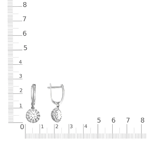 Серьги из белого золота с 26 фианитами