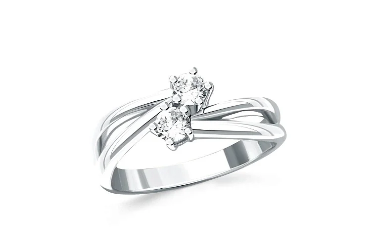 Кольцо из белого золота с 2 бриллиантами