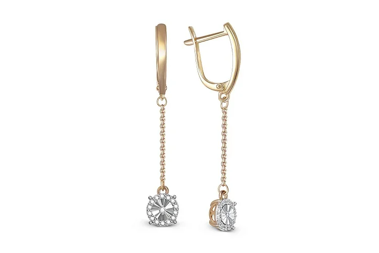 Серьги из жёлтого золота с 30 бриллиантами