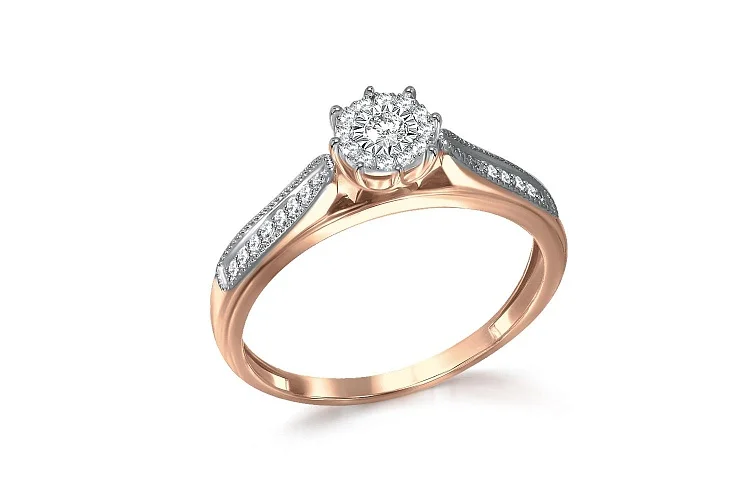 Кольцо из красного золота с 27 бриллиантами