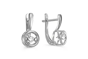 Серьги из белого золота с 2 фианитами