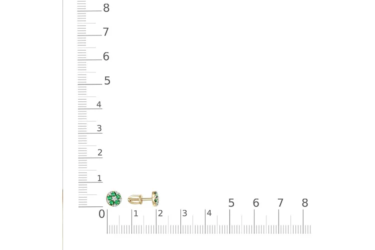 Серьги-пусеты из жёлтого золота с 22 фианитами