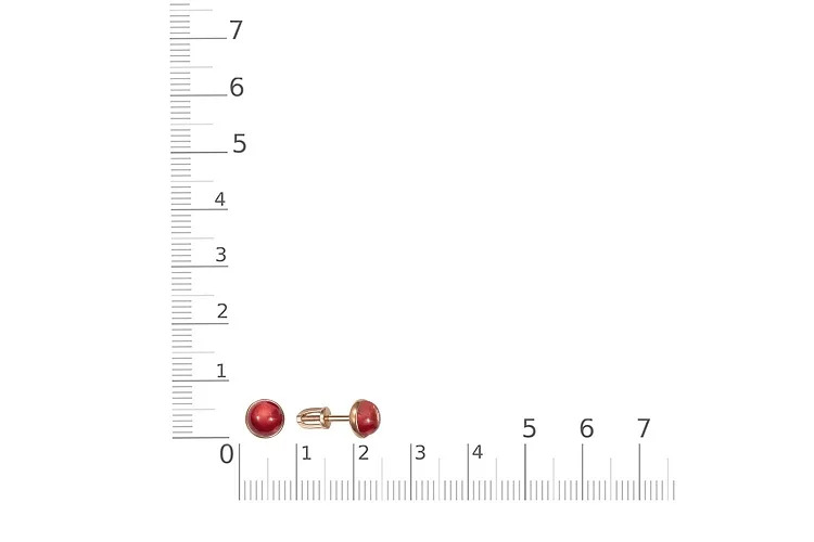 Серьги-пусеты из красного золота с 2 агатами