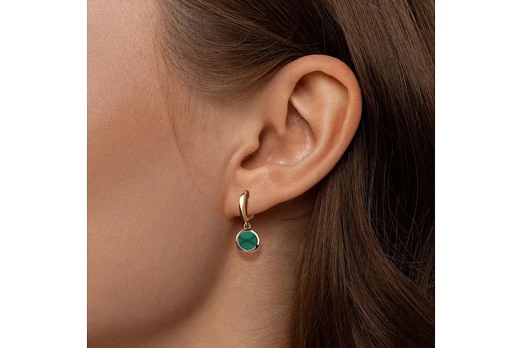 Детские серьги из жёлтого золота с 2 агатами