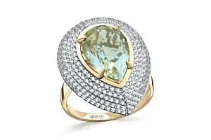 Кольцо из жёлтого золота с аметистом и 246 фианитами