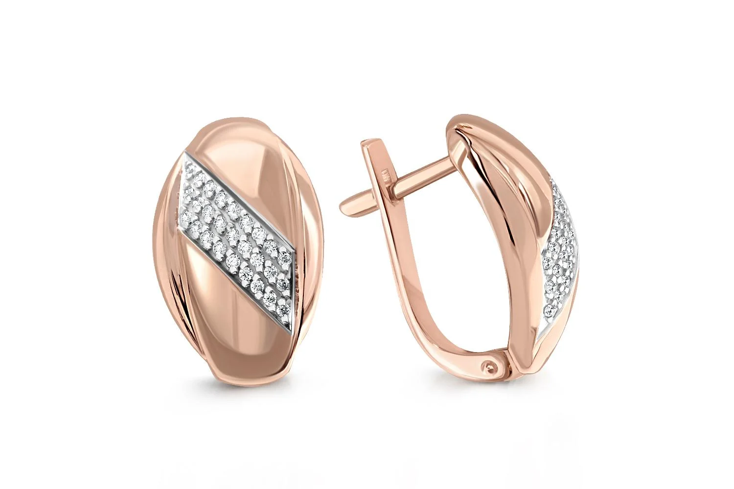 Серьги из красного золота с 54 фианитами