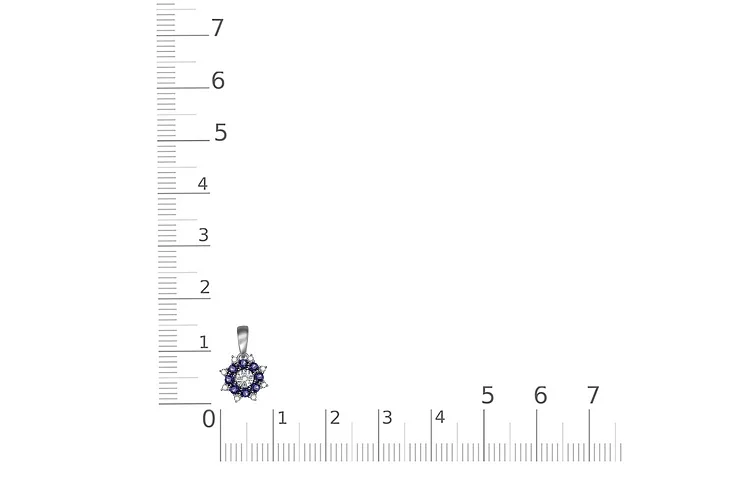 Подвеска Цветок из белого золота с 8 сапфирами и 9 бриллиантами