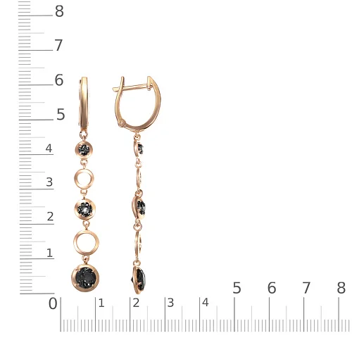 Серьги из красного золота с 6 фианитами