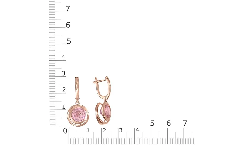 Серьги из красного золота с 2 ситаллами