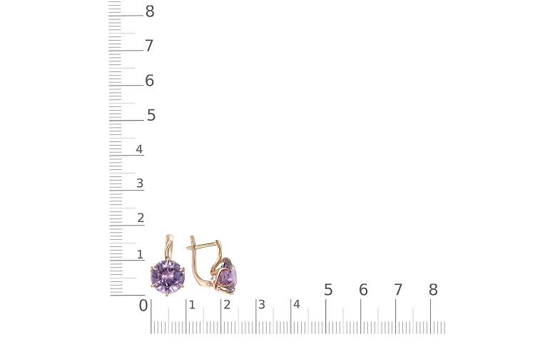 Серьги из красного золота с 2 ситаллами