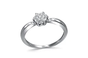 Кольцо Малинка из белого золота с 7 бриллиантами