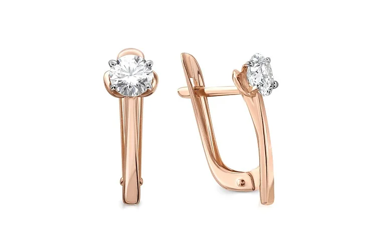 Серьги из красного золота с 2 муассанитами