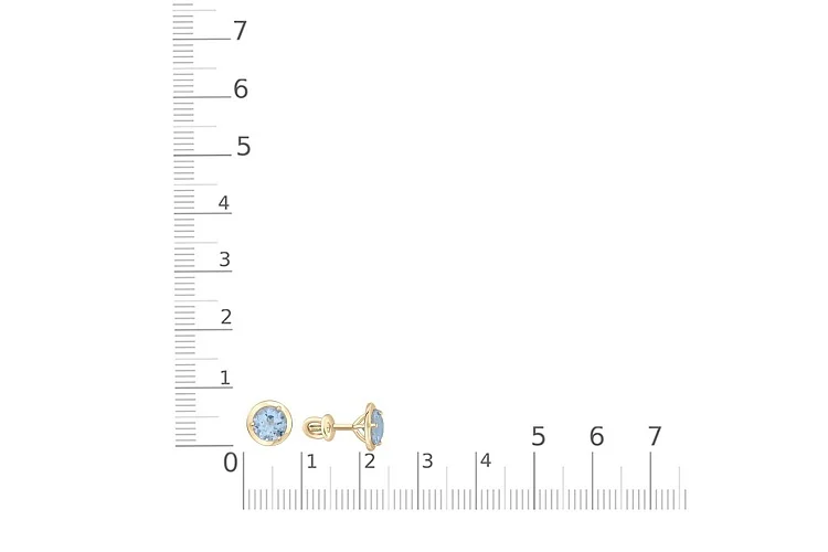 Серьги-пусеты из жёлтого золота с 2 топазами sky