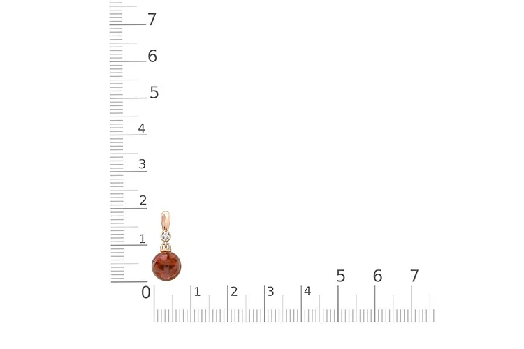 Подвеска из красного золота с янтарём и фианитом