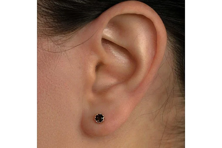 Серьги-пусеты из красного золота с 2 раухтопазами