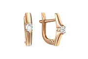 Серьги из красного золота с 2 фианитами