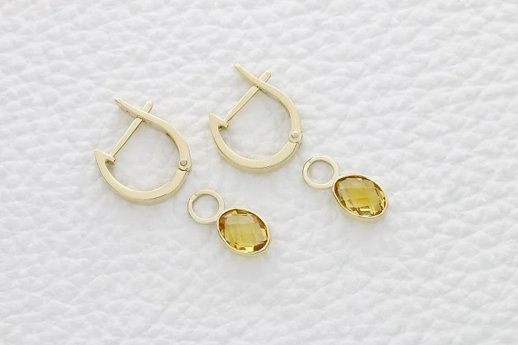 Серьги-трансформеры из жёлтого золота с 2 цитринами