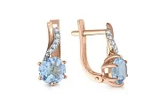Серьги из красного золота с 2 топазами sky и 10 фианитами